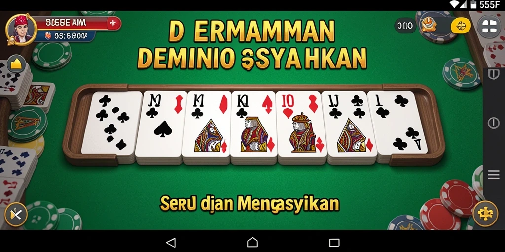 Tampilan gameplay seru dalam aplikasi Domino 555F.