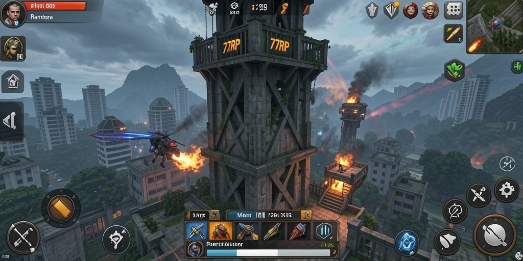 Tampilan menarik dari gameplay Tower Defense 77RP.