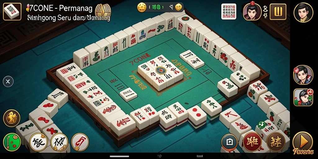 Tampilan gameplay Mahjong yang seru dalam 7CONE.