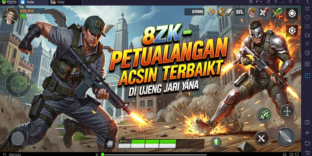 Screenshot menampilkan aksi intens dalam game 8ZK.