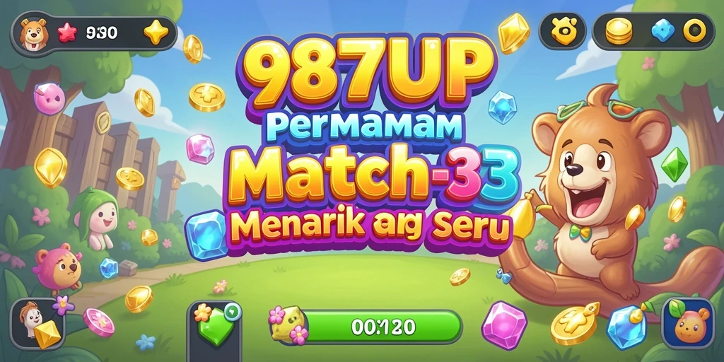 Tangkapan layar gameplay 987UP menampilkan aksi Match-3 yang seru.