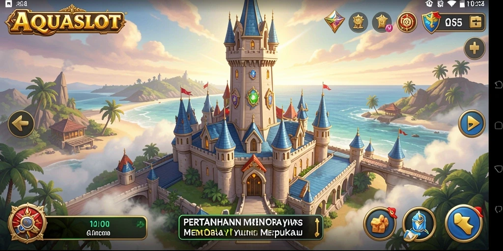 Tampilan menakjubkan dalam gameplay Tower Defense AQUASLOT.