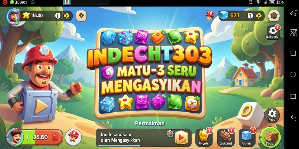 Tampilan gameplay menyenangkan dalam game Match-3 INDESLOT303.