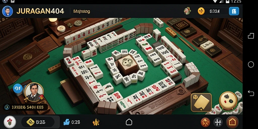 Tampilan gameplay JURAGAN404 yang mendebarkan dalam Mahjong.