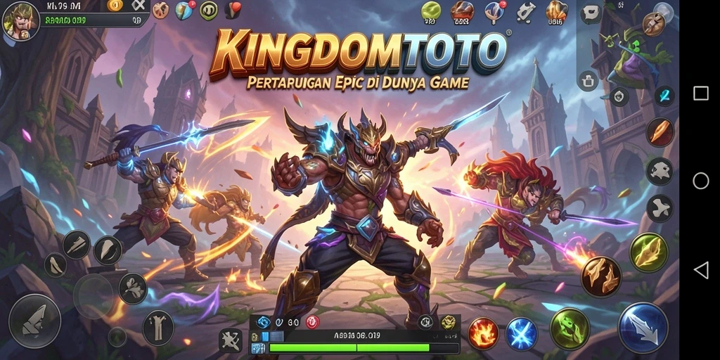 Tangkapan layar menunjukkan pertarungan epik di KINGDOMTOTO.