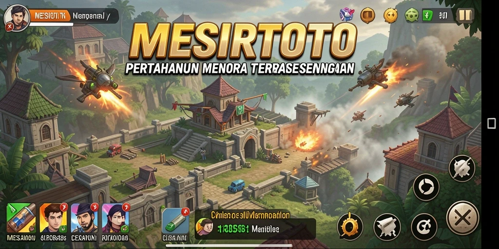 Screenshot gameplay MESIRTOTO menampilkan aksi Tower Defense yang mendebarkan.