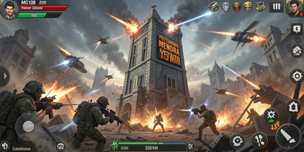 Tampilan menarik dari gameplay Tower Defense MG108 yang mendebarkan.