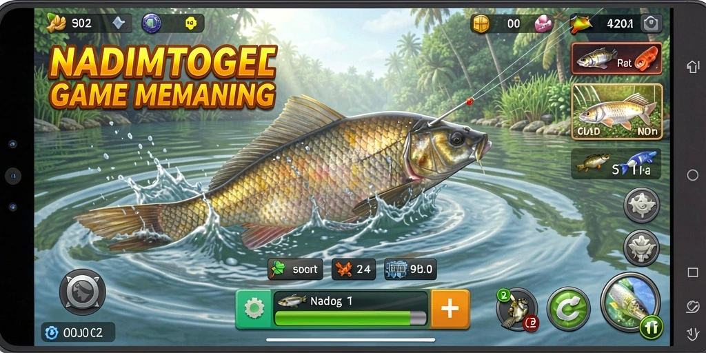 Tampilan gameplay NADIMTOGEL dengan suasana memancing yang realistis.