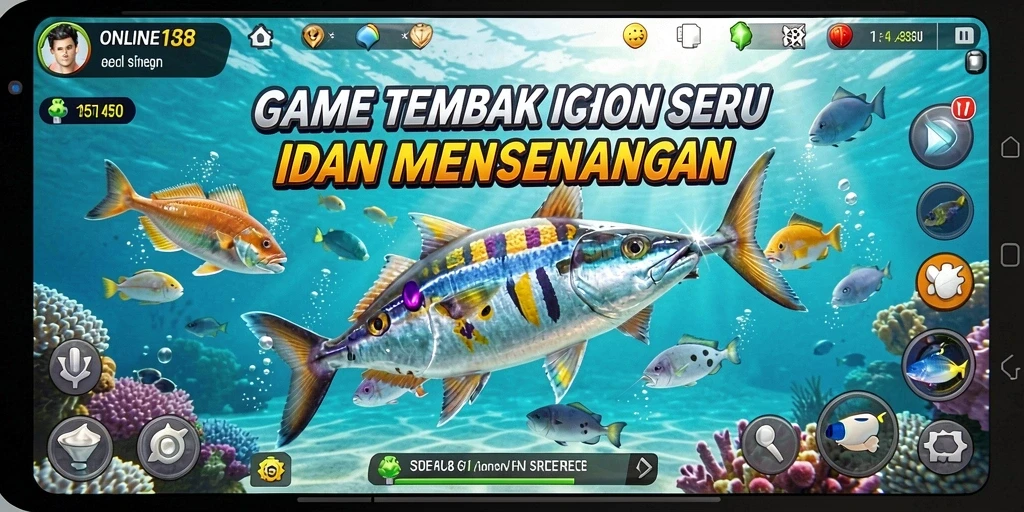 Tampilan seru dari gameplay Tembak Ikan ONLINE138.