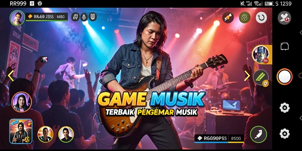 Screenshot gameplay RR999 yang menunjukkan keseruan bermain musik.
