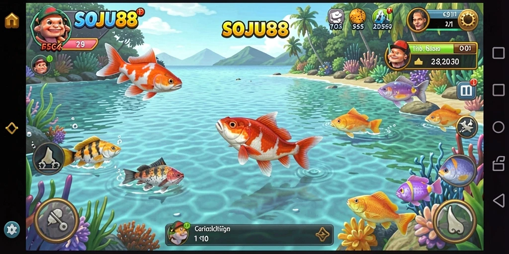 Tampilan gameplay memancing yang seru dan mengasyikkan di SOJU88.