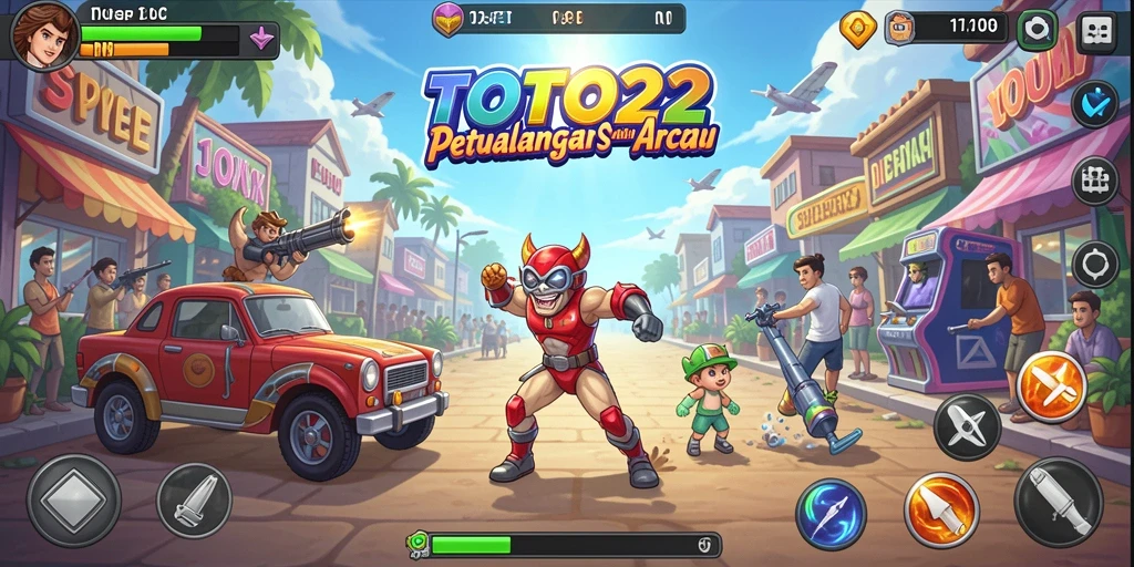 Screenshot gameplay utama TOTO22, menampilkan aksi seru dalam game arcade.