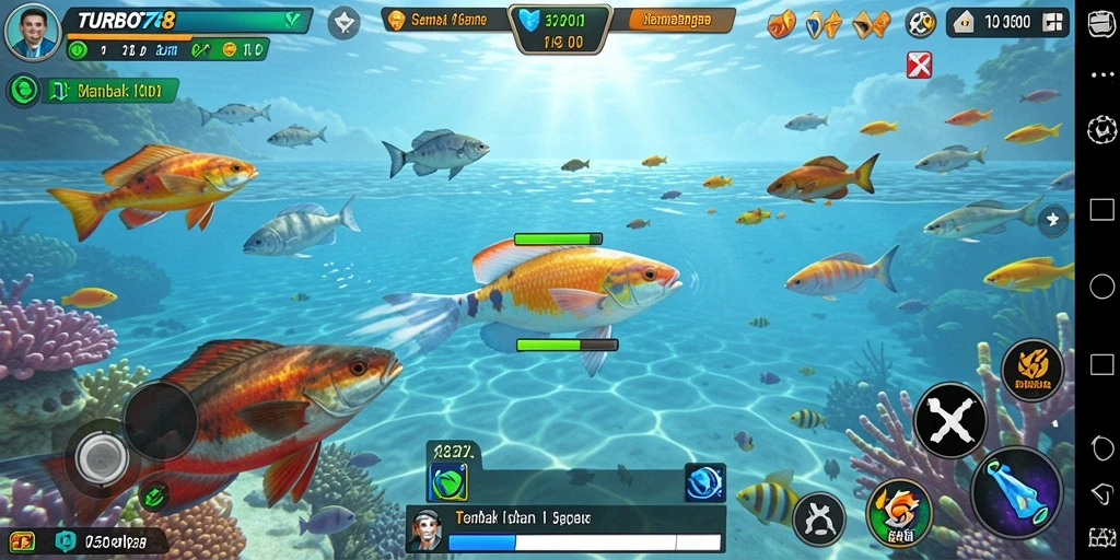 Screenshot gameplay Tembak Ikan TURBO78 yang menampilkan aksi seru.