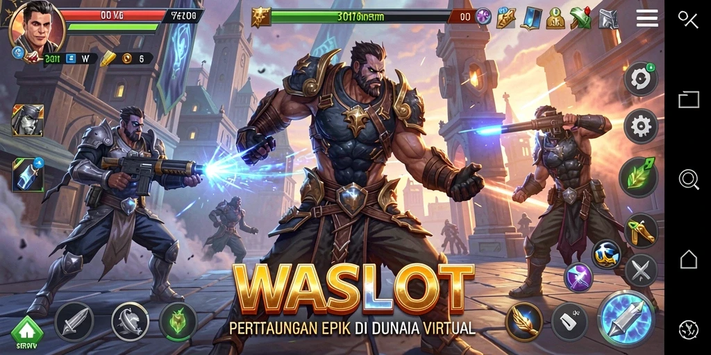 Tampilan pertarungan epik dalam game WASLOT yang seru.