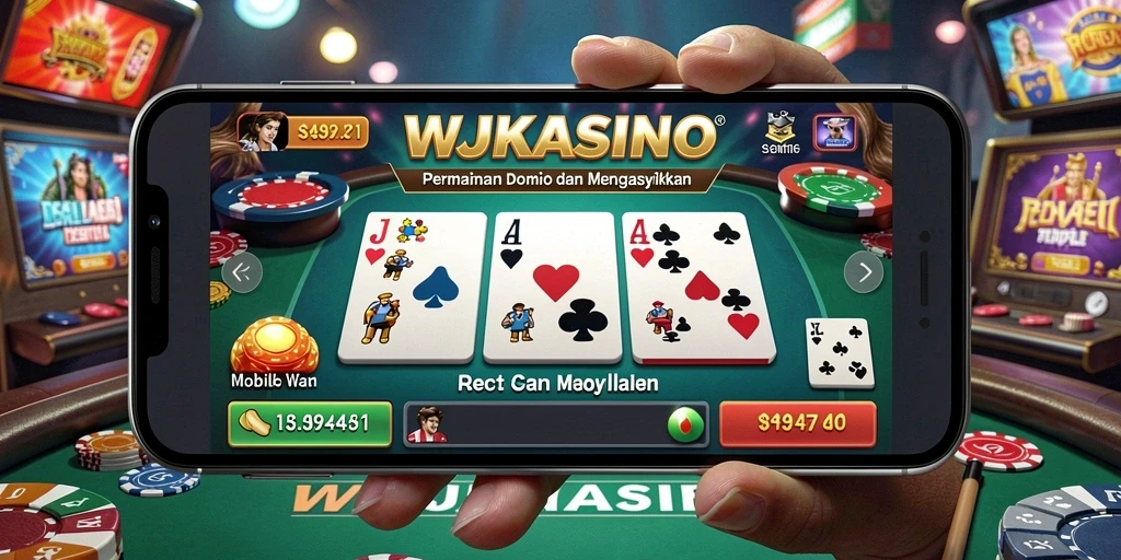 Screenshot utama WJKASINO menampilkan aksi permainan Domino yang seru.