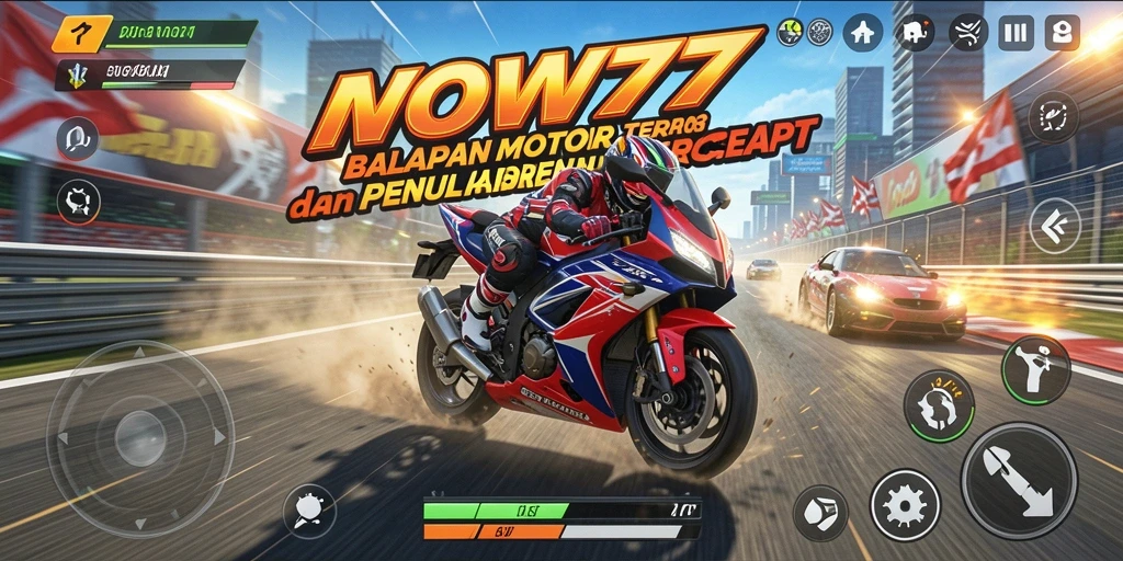 Screenshot gameplay WOW77 dengan aksi balapan motor seru.