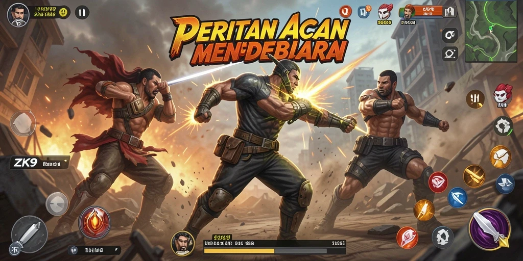 Screenshot ZK9 menampilkan aksi intens di arena pertempuran.